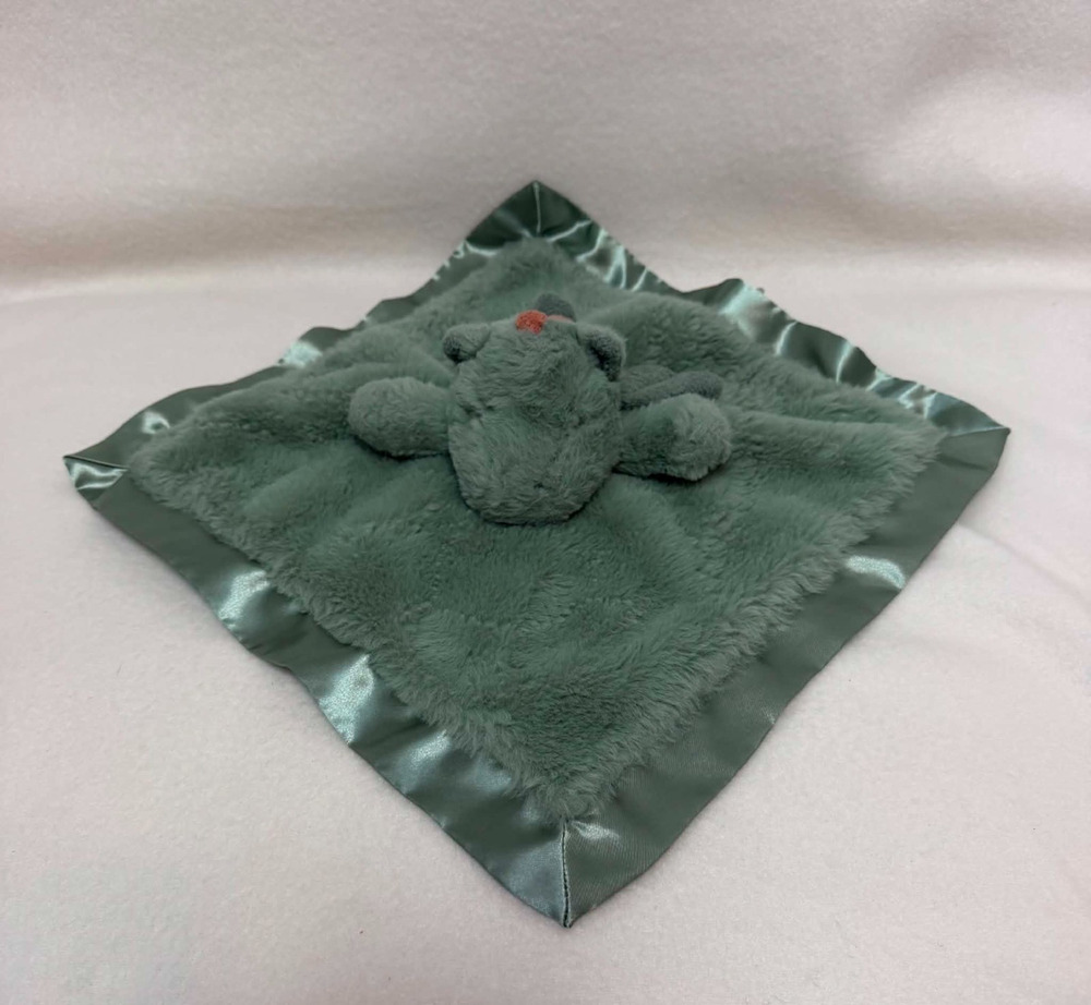 Cloud Island Dragon Green Security Blanket Lovey Plush Satin Back
